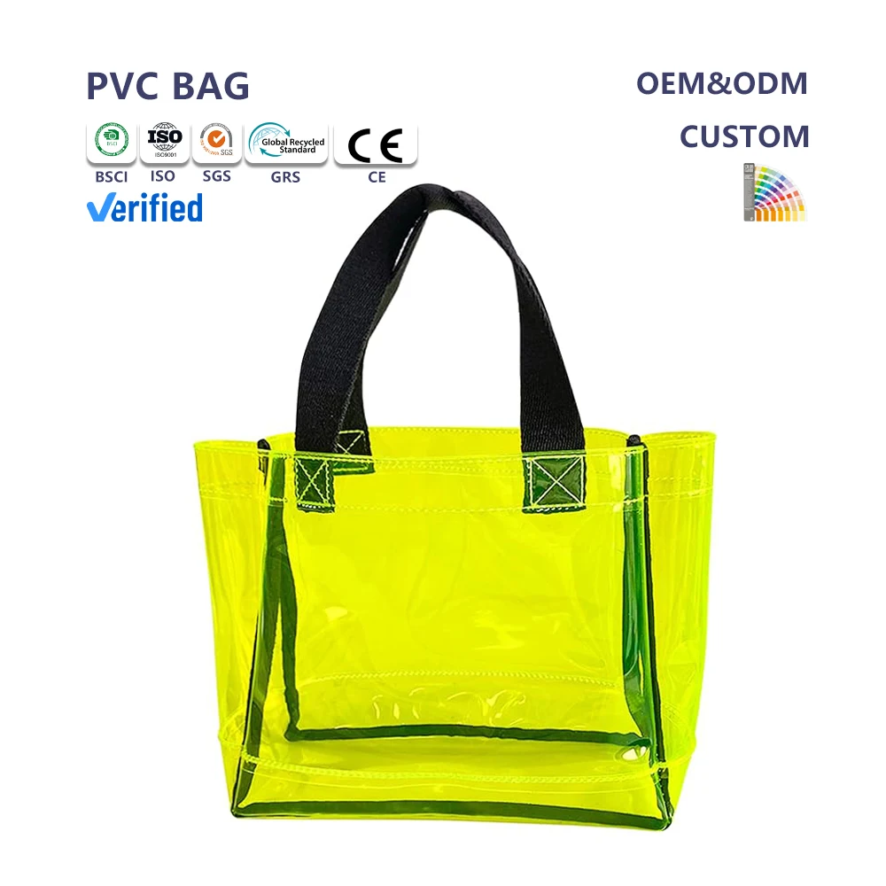 Wholesale Hot Sale Customized Plastic Bags Women Fashionable Handbag Shoulder Bag Custom Logo Transparent Clear PVC Tote Bag