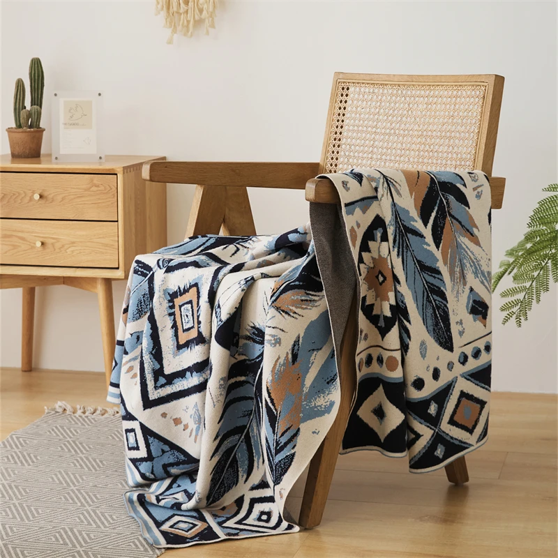 product wl new bohemian custom jacquard wild factory viscose blend knitted throw blanket home sofa camping decoration-61