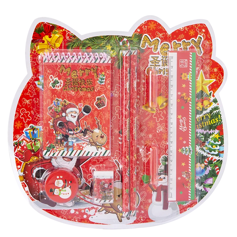Cartoon Notebook Pencil Sharpener Eraser 8-Piece Student Christmas Gift  Stationery Set