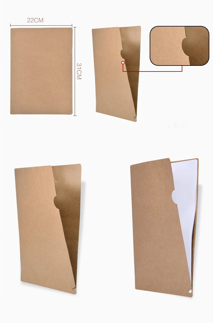 Kraft Paper Cardboard Packaging File Folder Presentation Multipocket