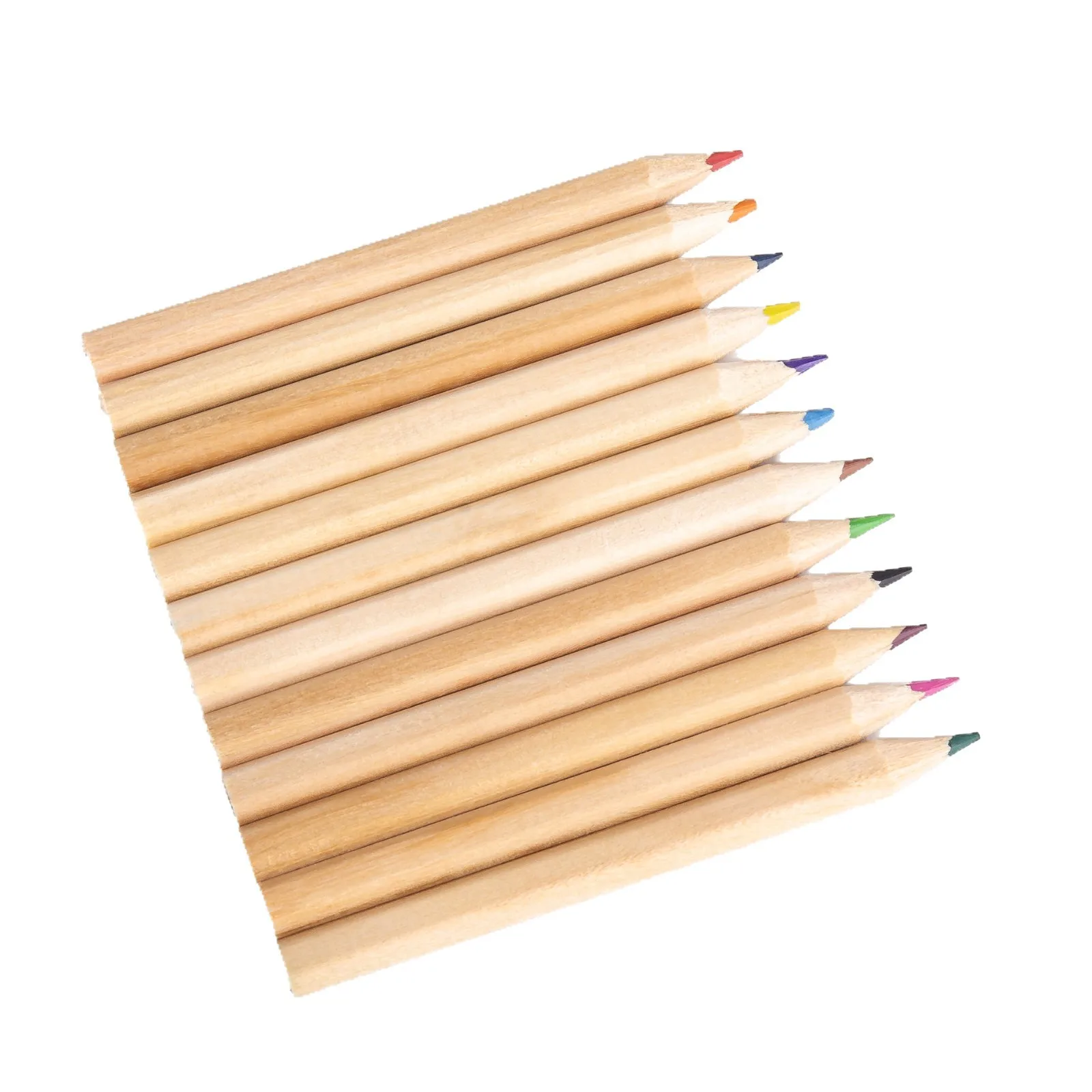 Individuell gestaltete Kraftpapierbox, 12-teiliges Mini-Standard-Stiftset, umweltfreundlich, Naturholzfarben, Kinderzeichenbedarf_voghion.com