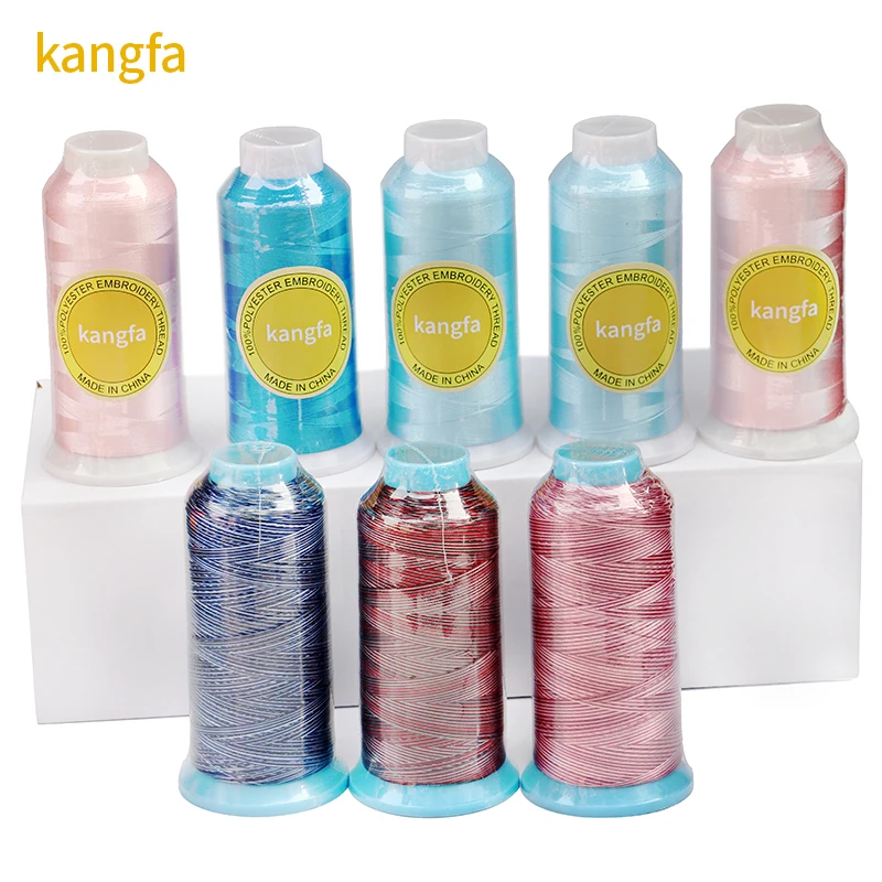product high quality 100 dyed polyester multi colored segment dyed embroidery thread for embroidery machine sewing-4