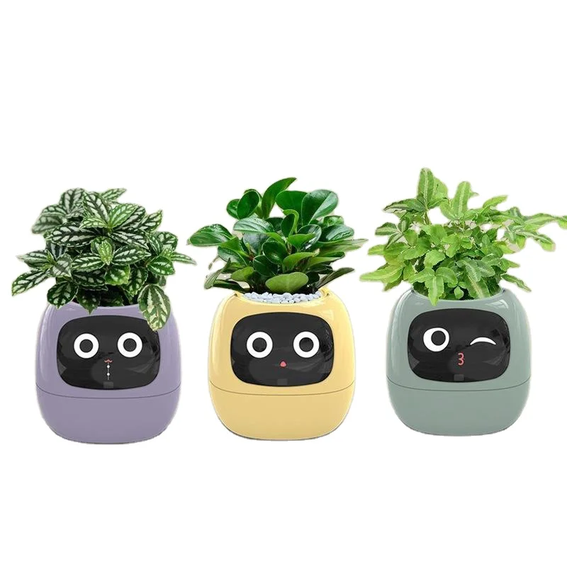 Smart Pet Planter Pot Cute Digital  Intelligent Flowerpots Ai Chips Ai Planter