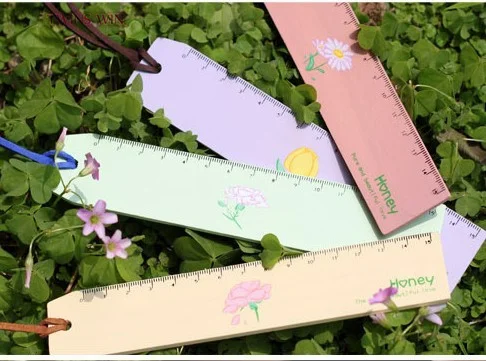 Деревянные весы 15 см офисные канцелярские товары школьные принадлежности прямая Линейка с цветком 343