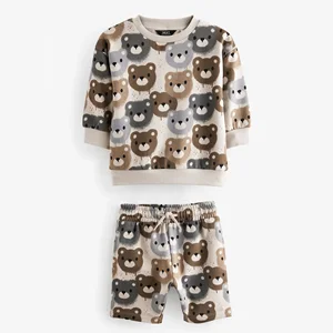 Wholesale Custom Printing Animal Pattern Little Boy Two Piece Sets New Fashion Style Print All Over Boy Clothing
