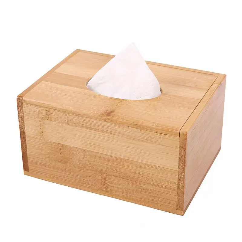 Tailai Bamboo Rectangular Tissue Box Tissue Holder Napkin Dispenser Wooden Rectangular Tissue Box Napkin Holder