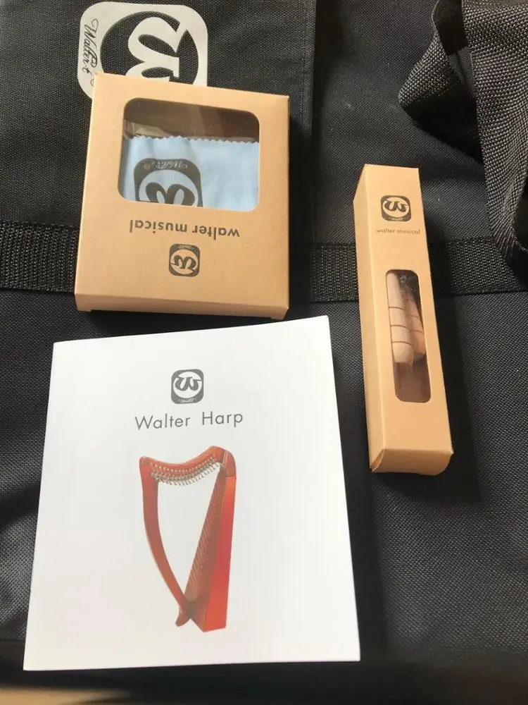 Walter Lyre ハープ 本体と付属品 Walter OEM Mini Harp Lyre with 19 Strings, Natural Mahogany, Ideal