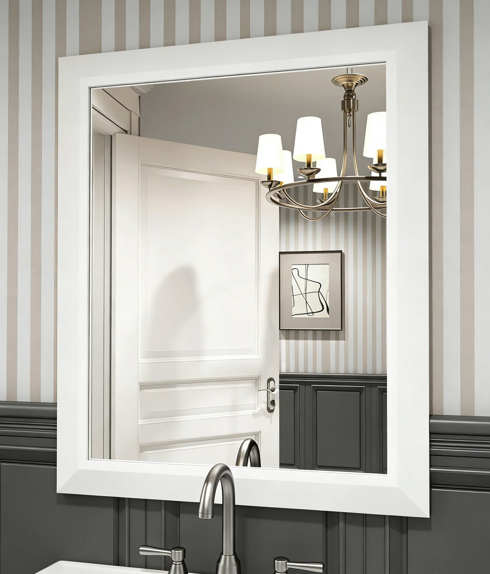 Custom Frameless Beveled Mirror Wall Decorative Bathroom Mirror Elegant Clear Glass Wall Mounted Beveled Mirror