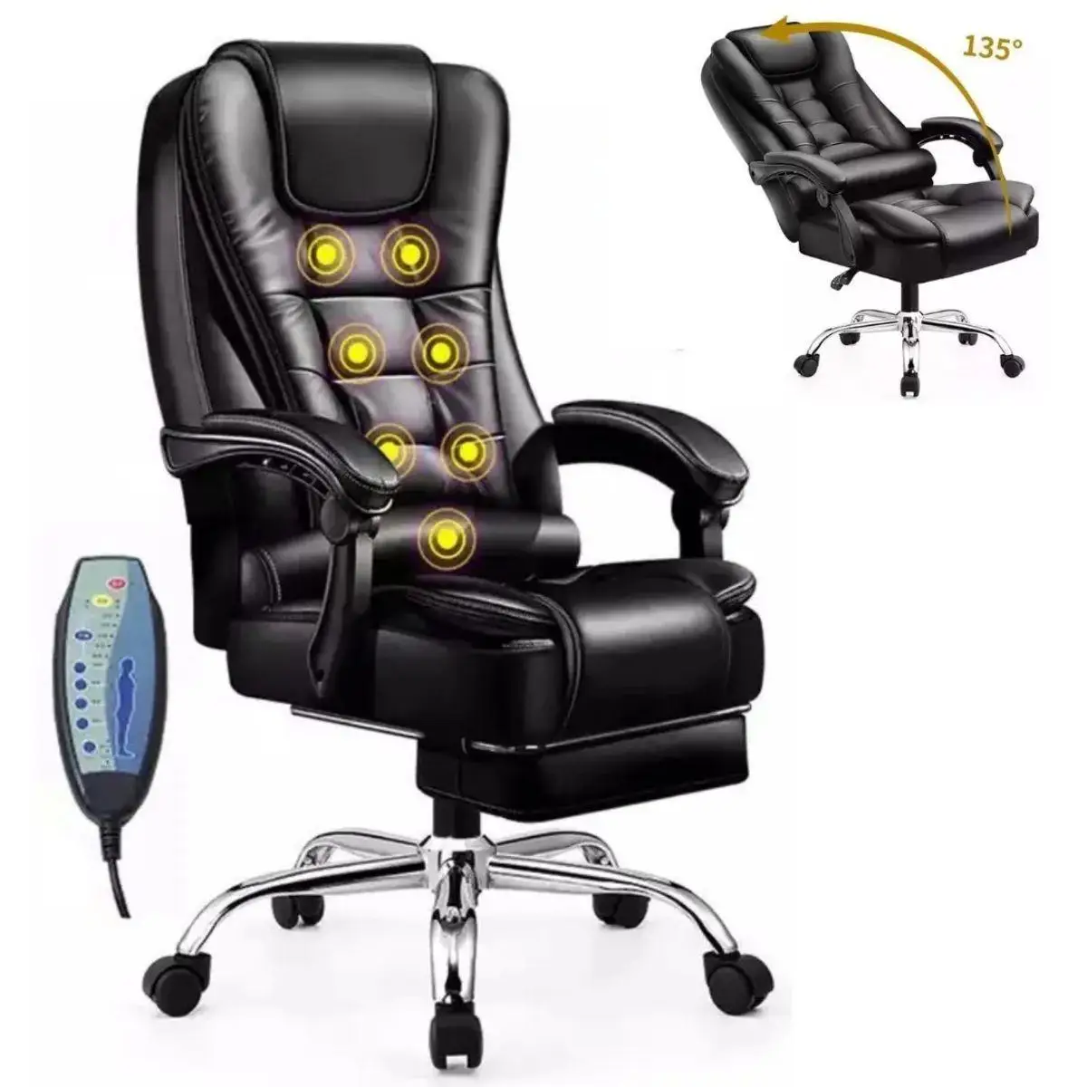 Luxury Boss Leather Ergonomic Massage Revolving Recliner Swivel Office