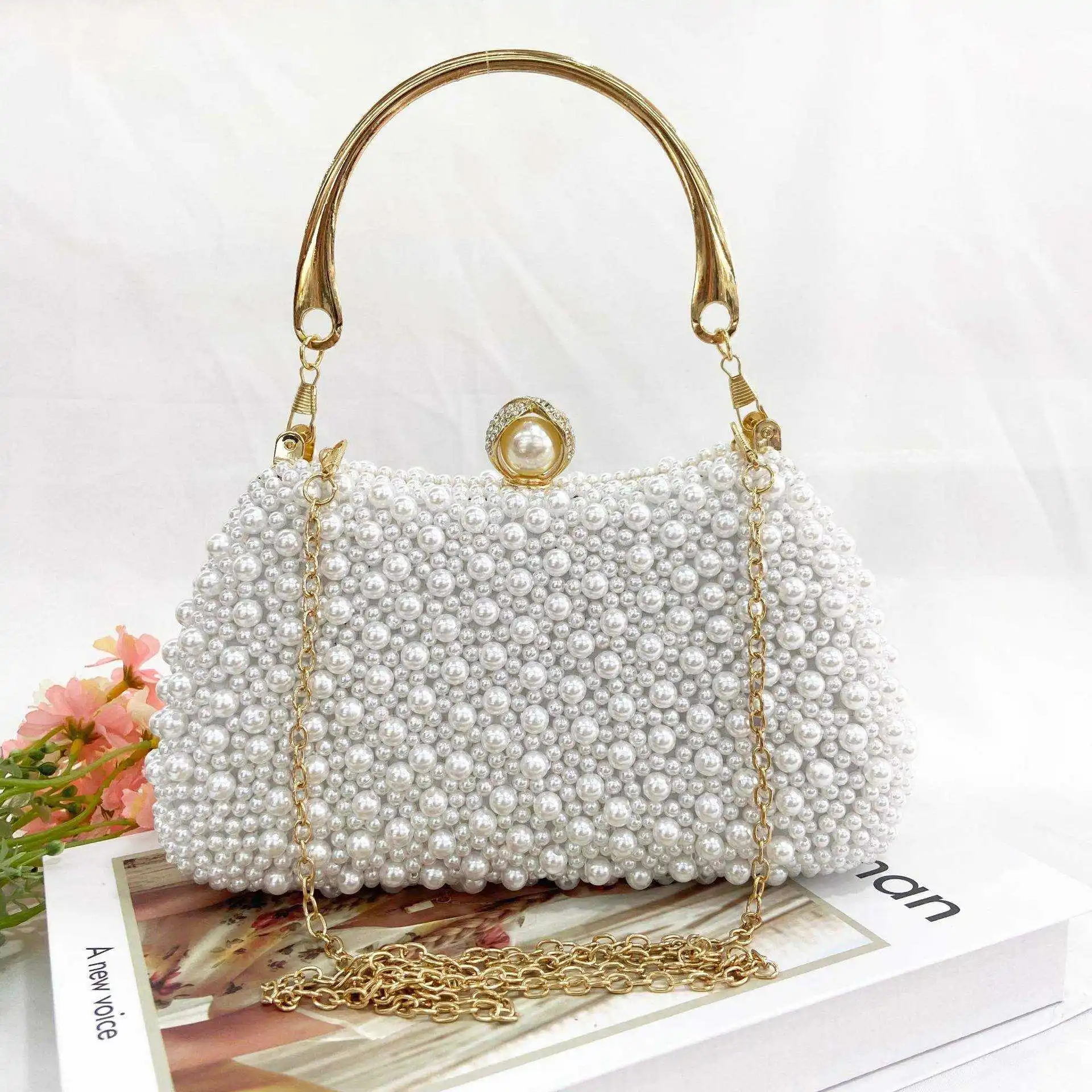 Luxury Pearl Girls Party Hand Bag Elegant Evening Clutch - Main Image