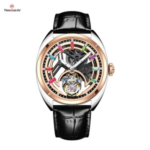 OEM Luxury Skeleton Luminous Sapphire Crystal Tourbillon Mechanical Watch Men Fashion Gifts Diamond Tourbillon Watches
