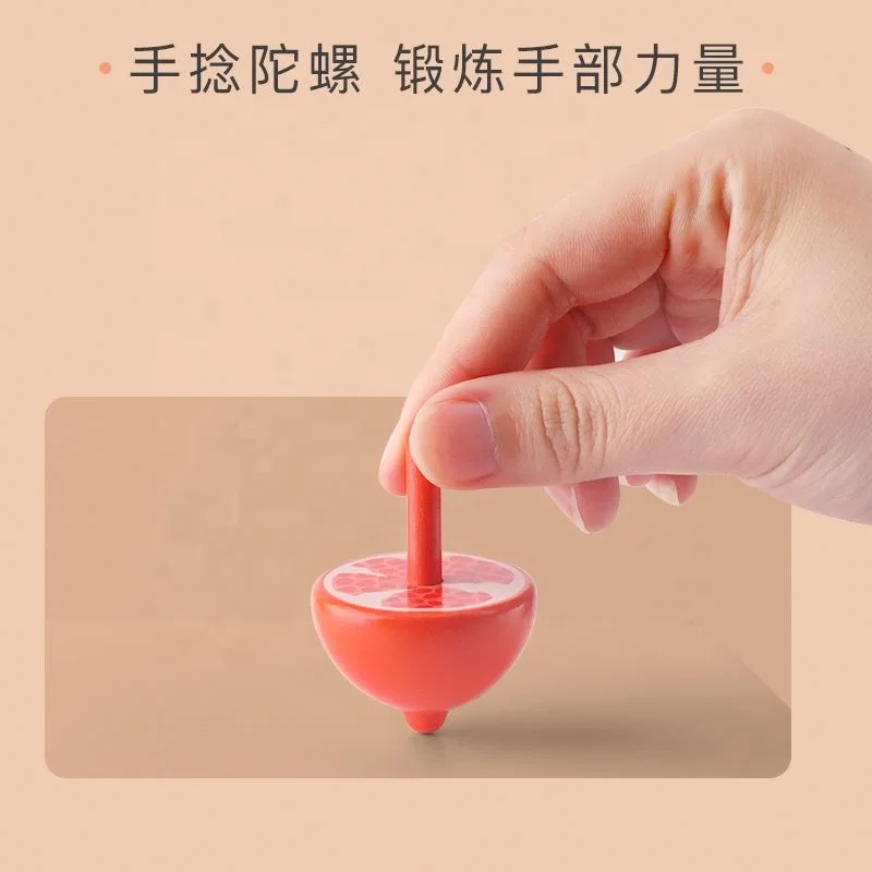 Экологически чистый фруктовый оранжевый необработанный дерево, деревянная игрушка, вращающийся Топ, деревянный гироскоп для детей, веселые игрушки