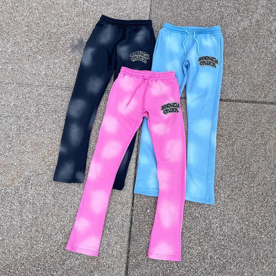 Custom Cropped Sweatsuit Jogging Zipper Track Suit Set Puff Printing Blank Flare Sweatpants and Hoodie Set