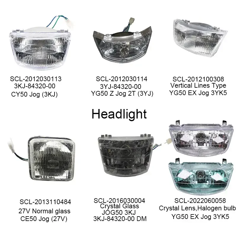 Front Combination Light Assy Motorcycle Accessory Normal Glass 27V Headlight Wholesale CE50 Jog(27V) Customize Front Head Light