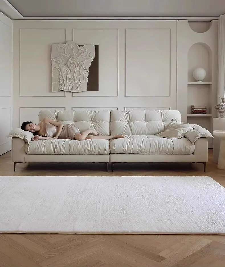 Modern Italian HTL Tall Cloud Sofa with Extendable Feature Cat Scratch Resistant Cloth In-Line for Villa or Apartment