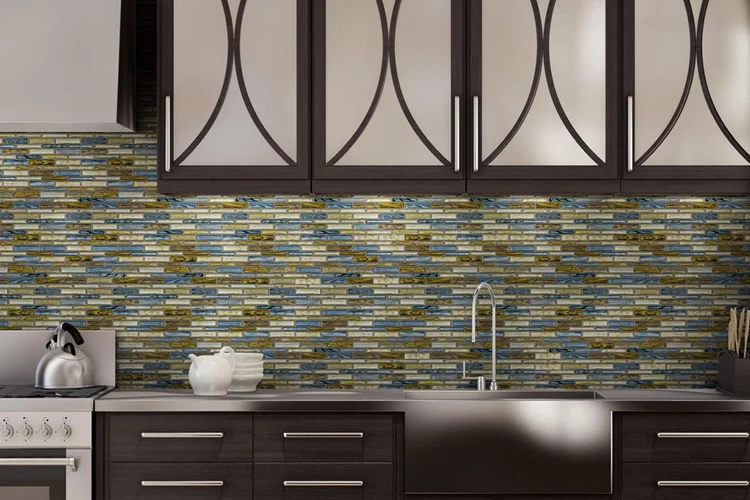 Custom kitchen wall decor not expensive tile swimming pool glass mosaic tile