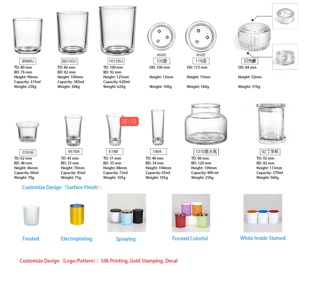 7oz Clear Cylinder Glass Candle Jar Vessel Holder With Metal Lid Iron