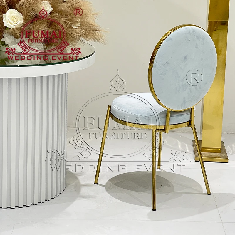 Titanium Stainless Steel Frame Round Back Unique Wedding Chair for Weddings