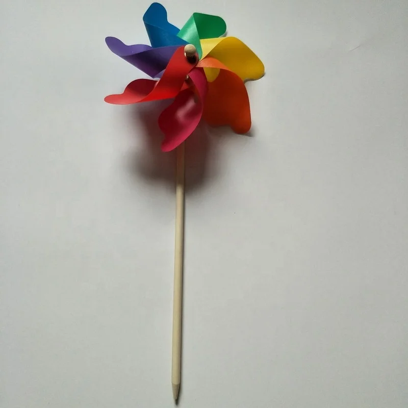 Высококачественная пластиковая Цветочная мельница, деревянная палочка, украшение для сада