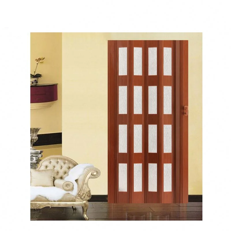 New Design Walnut White Oak Pvc Accordion Cheap Interior Temporary Folding Doors