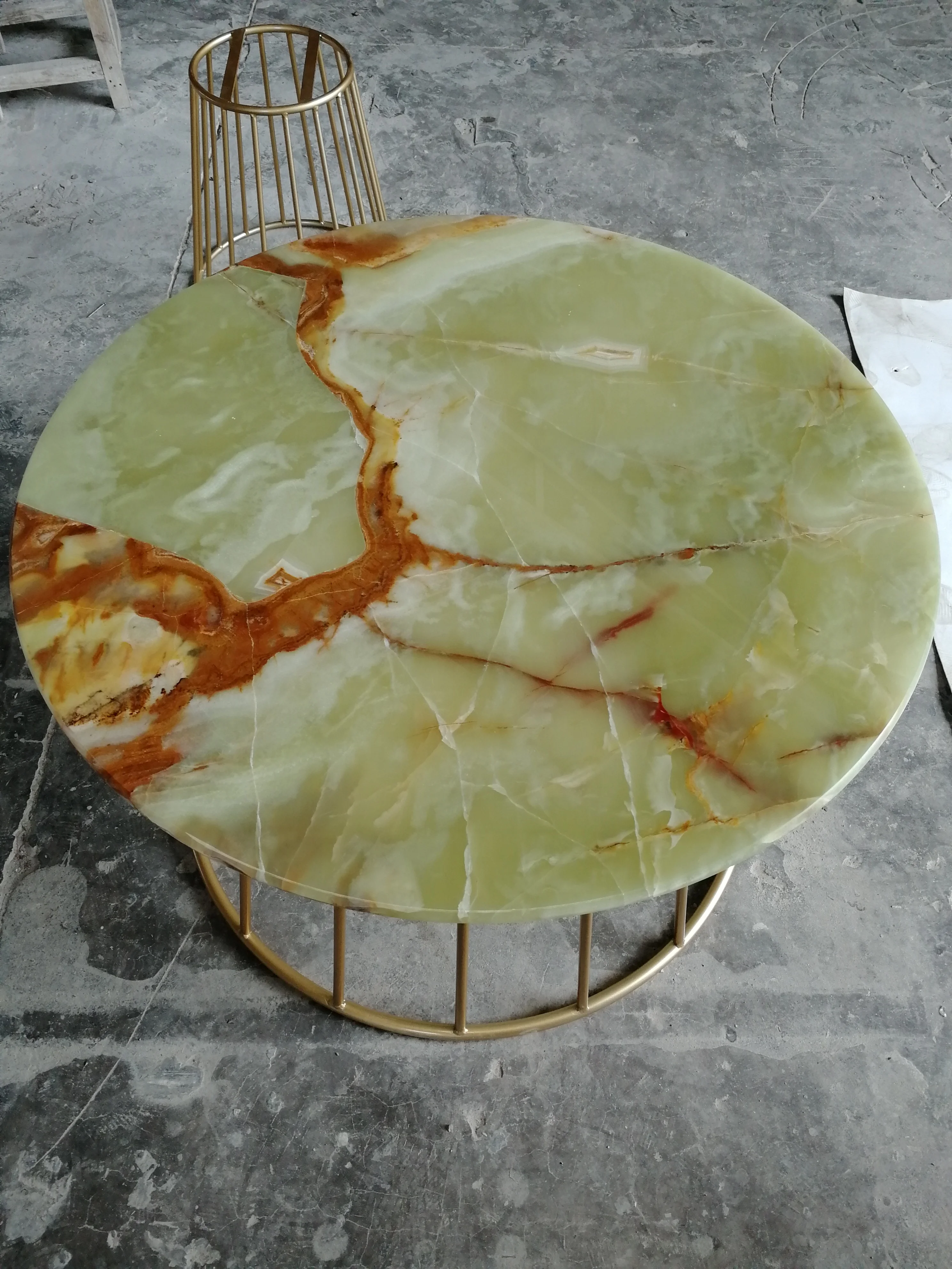 Wholesale 90cm round green onyx modern coffee dining table