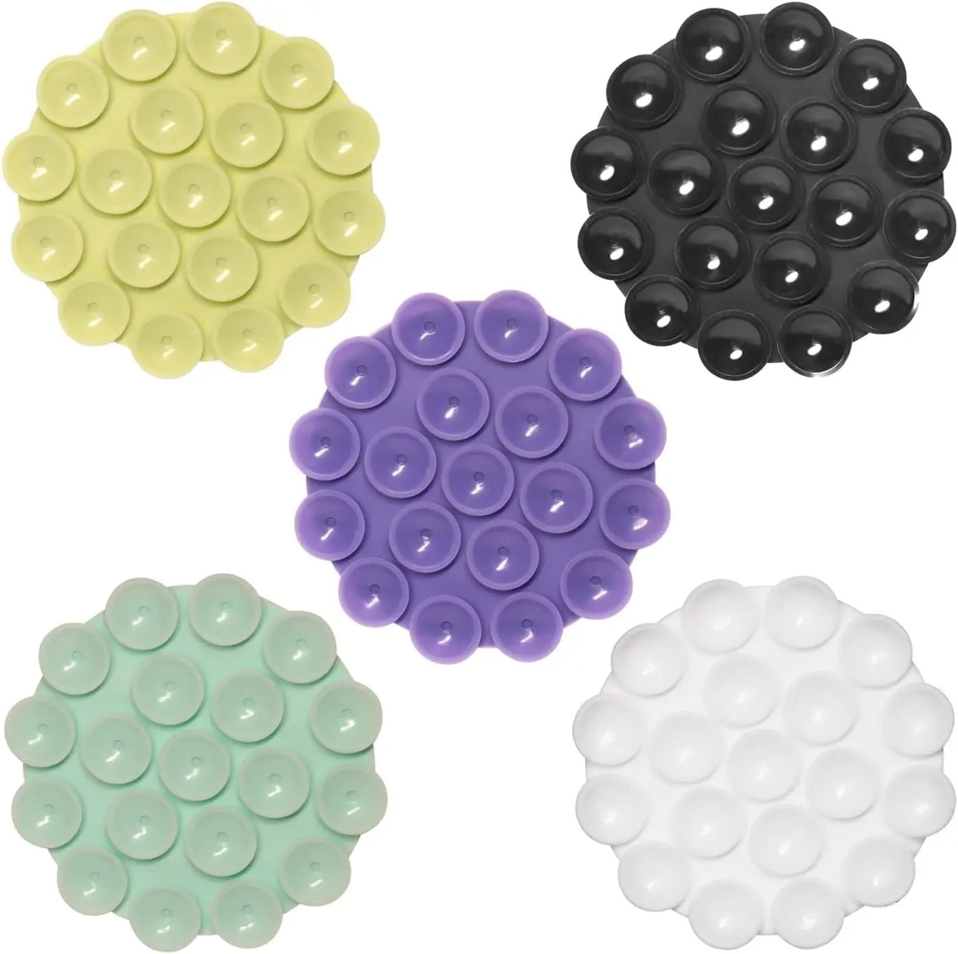 Lot De 6 Supports Téléphone à Ventouse En Silicone - Adhésif Fort Pour Miroir, Carrelage - Pour Création Vidéo, Appels, Douche - Blanc, Rose Clair, Noir - 3