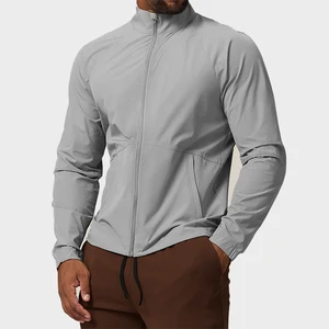 OEM Blank New Activewear Sport Outfit Men Windproof Jacket 1pc Zipper-up Stand Neck Gym Fitness Sweatshirt for Man