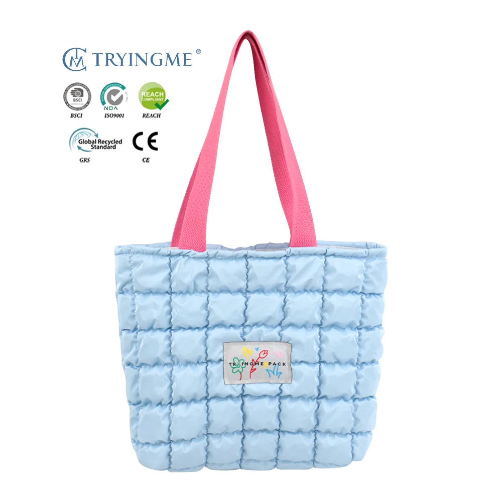 Professional Women's Fashion PU Puffy Shopping Bag Patterned Letter Handbags for Women