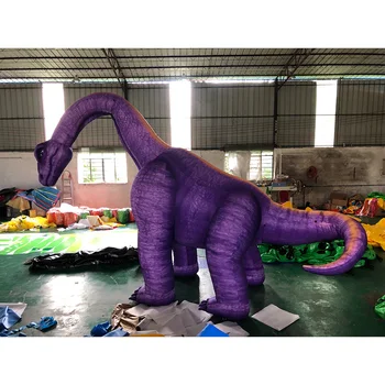4.5m tall purple oxford cloth inflatable dinosaur with built-in fan for commercial display.