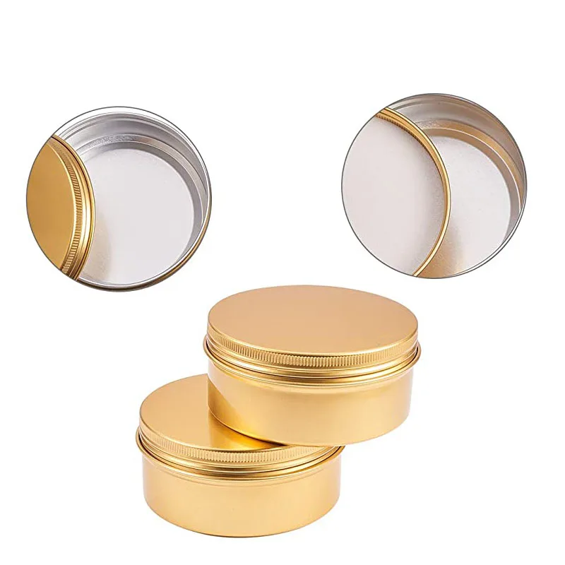 Small Aluminum Case Container Silver Matte Black Cosmetics Round Metal Tin Box Black Jar 100ml With Screw Top Lid for Candle