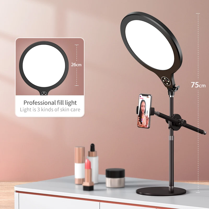 OULAIKE Desktop Ring LED Light Stand for Video Recording