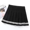 Black skirt with white stripes
