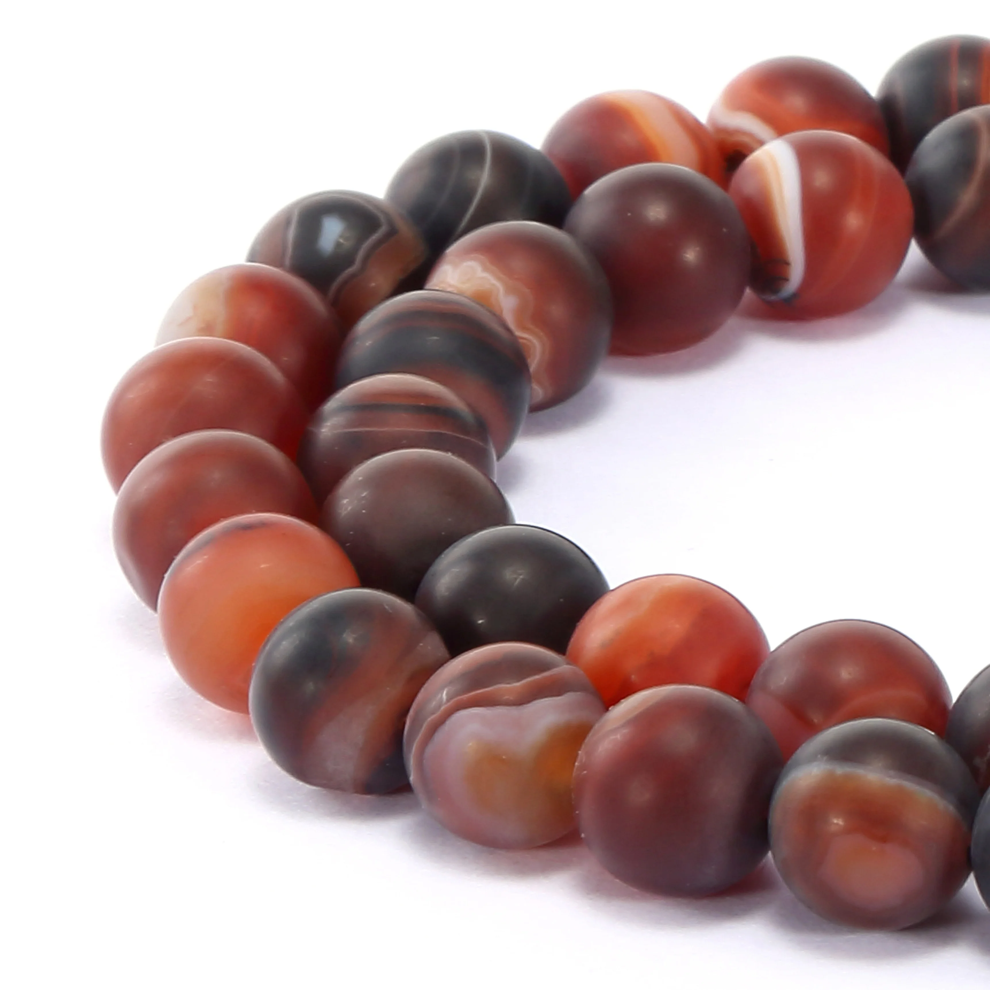 Natural Red Stripe Agate Bead Rough Sardonyx Agate 4mm 6mm 8mm 10mm 12mm  Matte Round Loose Beads for Jewelry Making