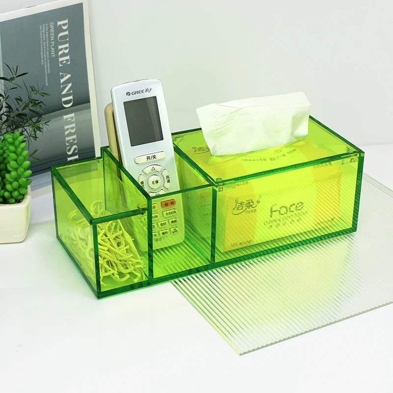 Factory Customized Acrylic Translucent Color Acrylic Organizer Box With Lid