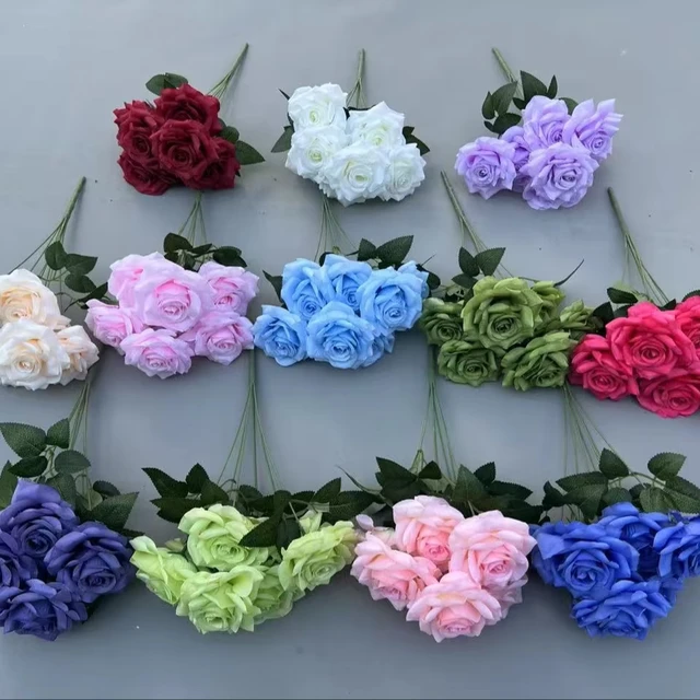 Seven Head Diamond Rose Artificial Flower Wedding Party Home Decoration Manufacturer Wholesale