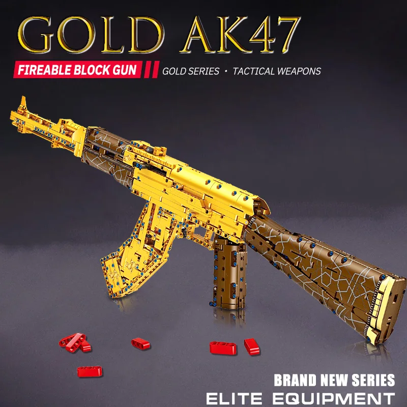 DK 2005 Military Weapon Gold AK47 Model Shootable Gun