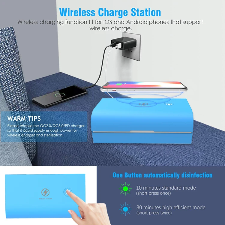 Wholesale Cheap Multi Function Uv Sterilizers for Mobile Phones 10W Wireless Fast Charging Uv Sanitizing Box for Phone