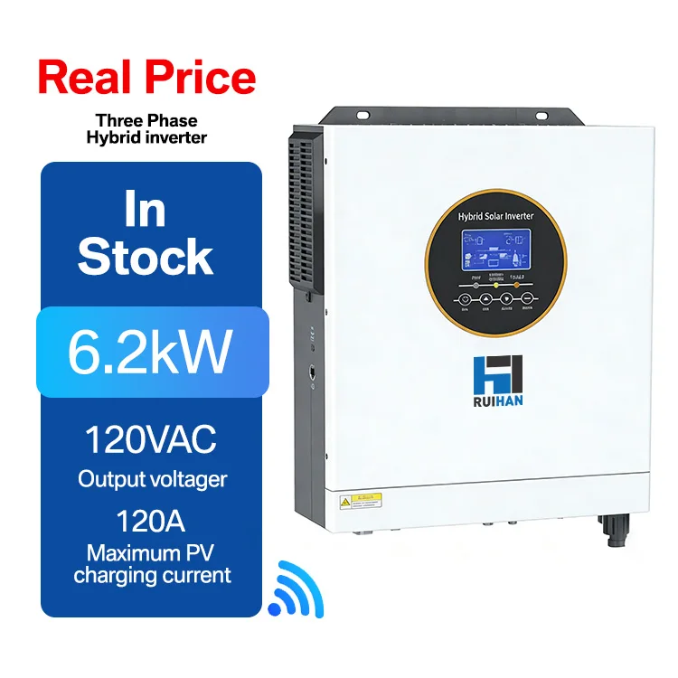 6.2KW US Standard Split Phase Hybrid Solar Inverter 120Vac 240Vac Output 48VDC MPPT 100A 50 60Hz WiFi Remote Monitoring