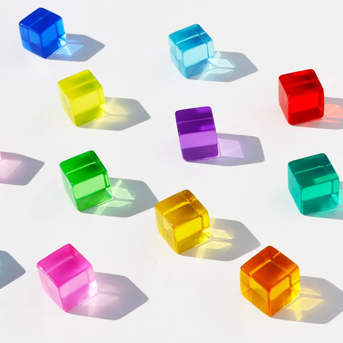 Neon Acrylic Cubes Blocks Smooth Appearance Baby Learn Color Light Shadow Stacking Toys Building Blocks Bright Clear Block
