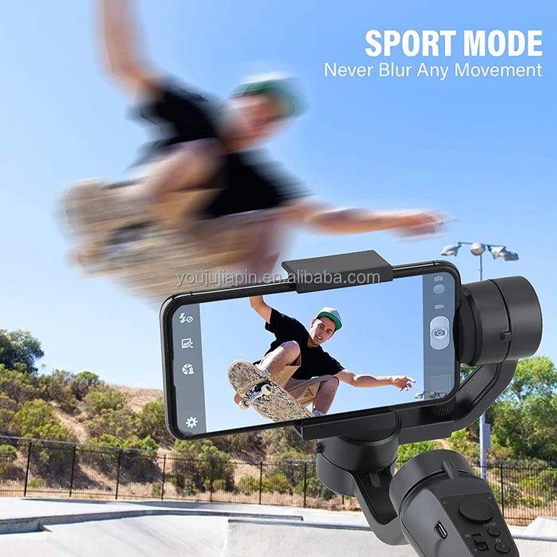 F6 3 Axis Smartphone Gimbal Handheld Stabilizer Selfie Stick with Mini Tripod Face Tracking Shooting Stabilizer for Mobile Phone