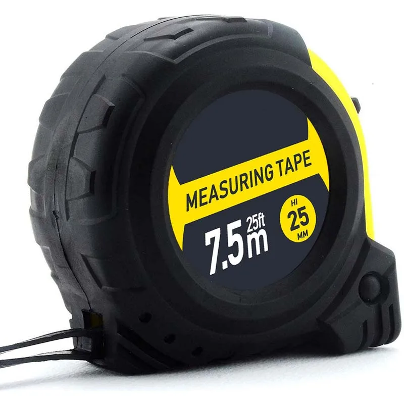 25 Ft Decimal Retractable Dual Side Ruler Engineers Electricians Magnetic Tip Rubber Casing Tool Measuring Tape Measure