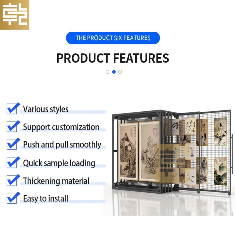 Customizable Detachable Oil Painting Display Stand Pull-Push Museum Hanging Canvas Sliding Art Easel Shelf for Display Racks