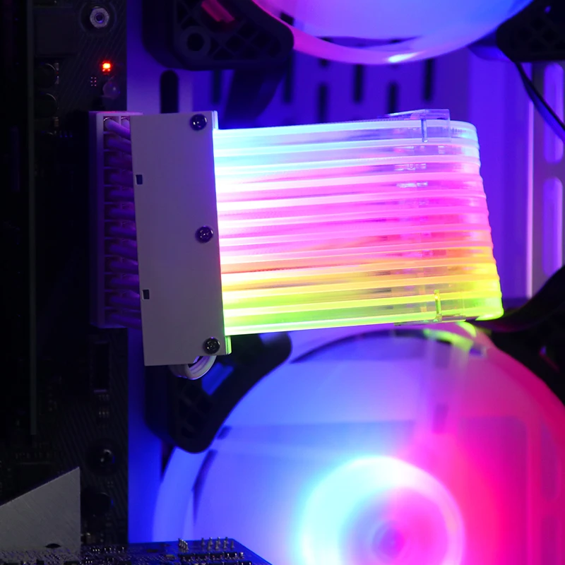 Câble D’Alimentation GPU ARGB Gainé – Extension ATX 24 Broches RGB 5V 3 Pins, 56 LED Douces, Silicone Souple Pour PC Custom