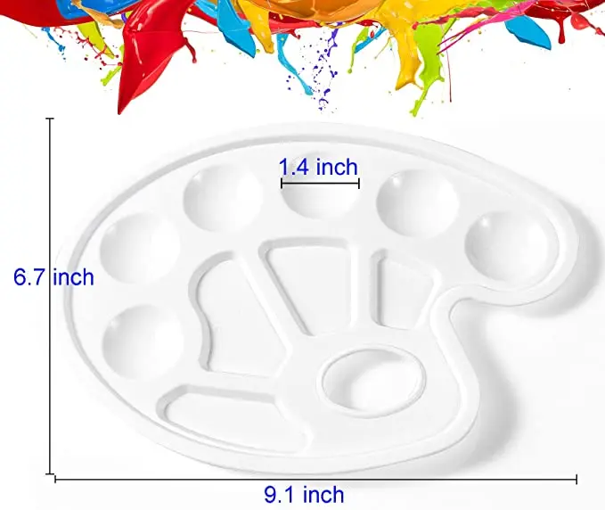 
9.1*6.7Inch White Color PP Plastic Paint Palette For Watercolor Oil Painting 