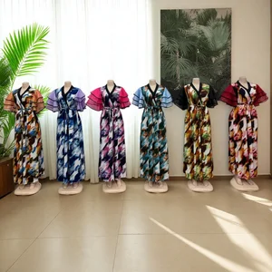 Wholesale New Women's Summer Lace-up Belted Slimming V-neck Short Sleeve Fashion Dress