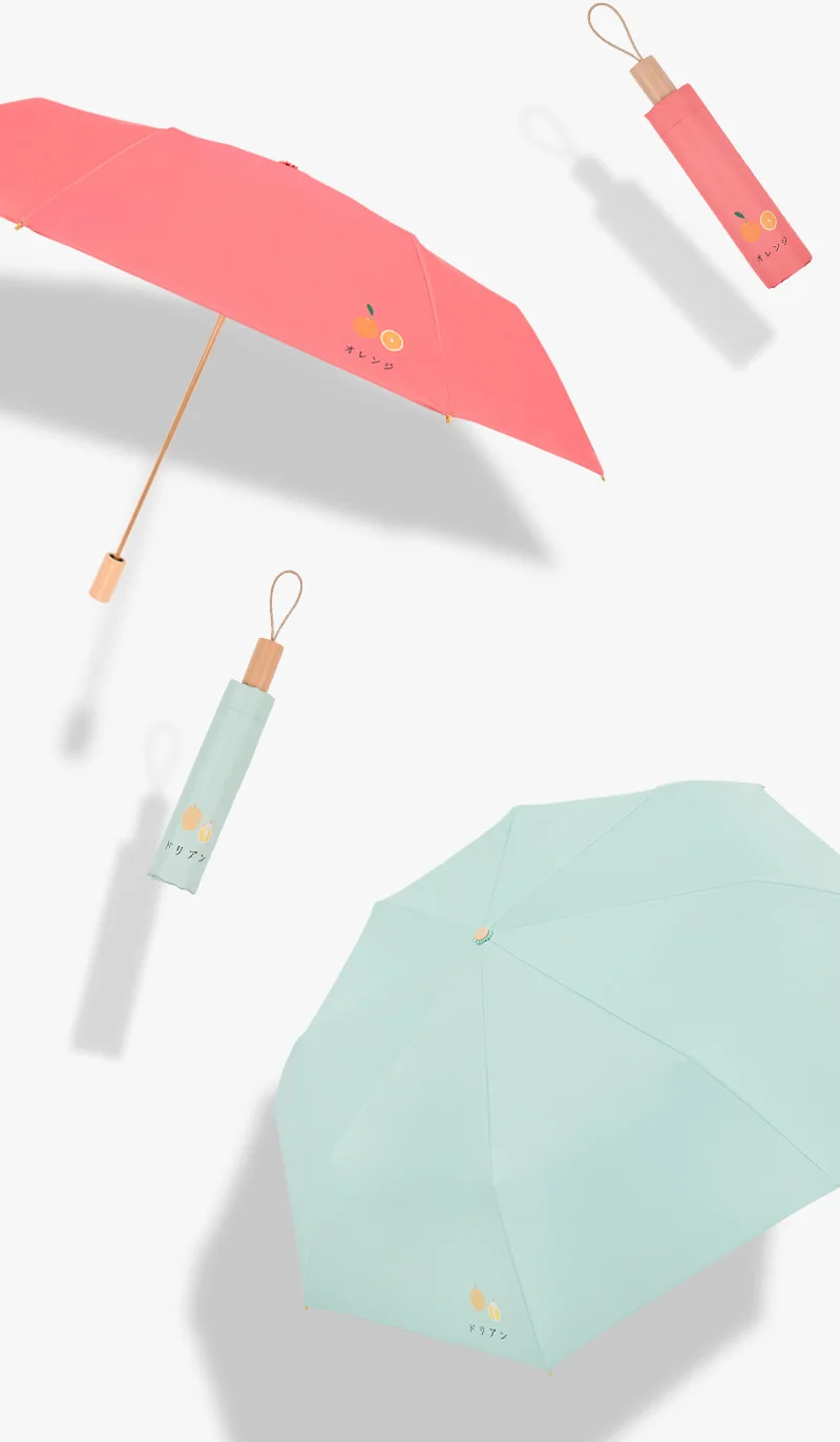 Dilee Japanese Design aluminum fiberglass frame Wood Handle Titanium Silver Coating uv cut Sunscreen Customized fold Umbrella