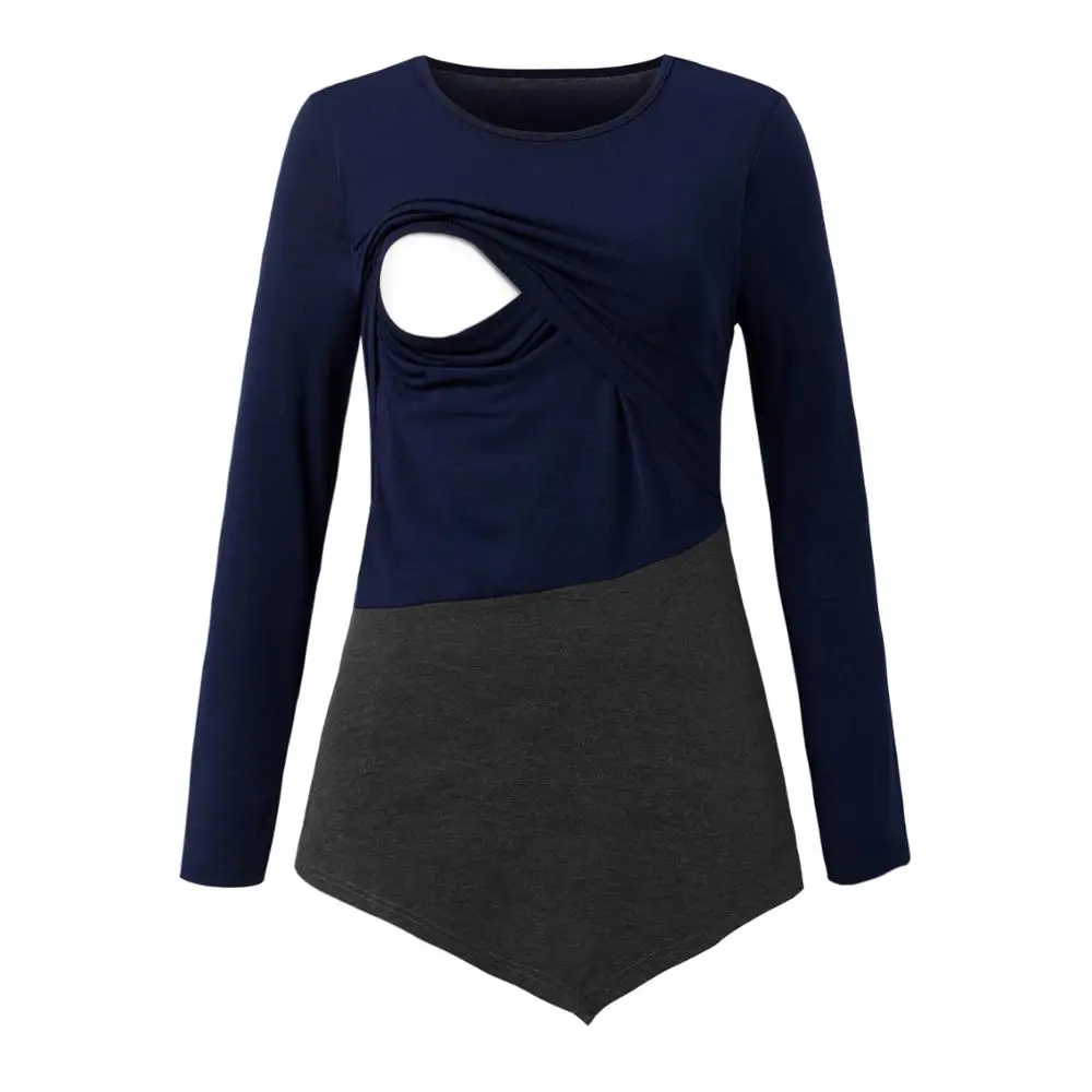 Женская толстовка для кормящих мам Одежда для беременных футболка для грудного вскармливания топы с асимметричным подолом для кормящих мам