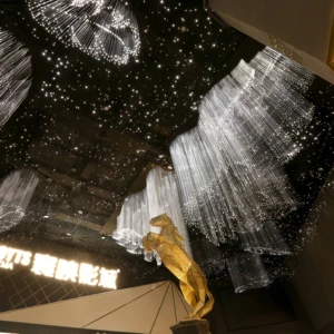 ECOJAS Customized Optical Fiber Chandelier for Casino Shopping Mall Airport Bespoke Lighting Solution