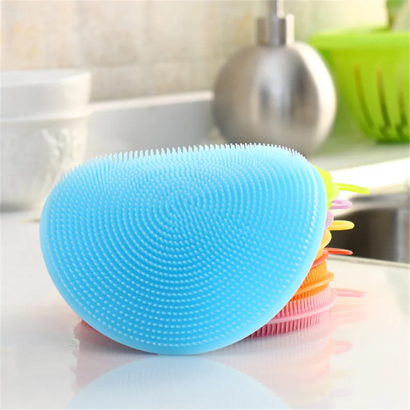 Hot Sale Silicone  Cleaning Brushes Dish Bowl Scouring Pad Pot Pan Easy to clean Wash Brushes Cleaning Brushes KitchenR0759