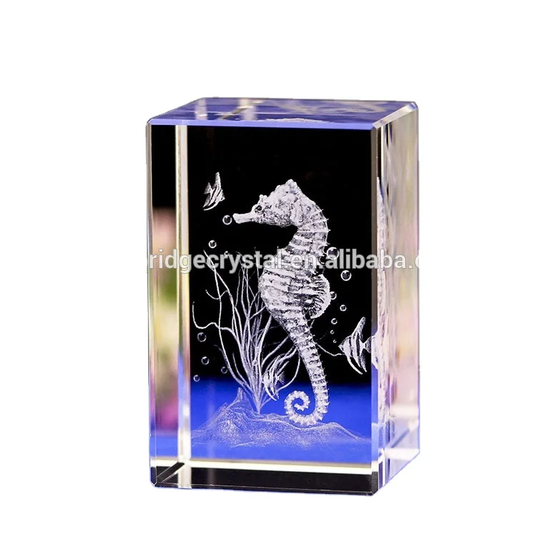 Großhandel Günstige Custom Hippocampus Tiere Seepferdchen Tourist 3d Laser Kristall Geschenke